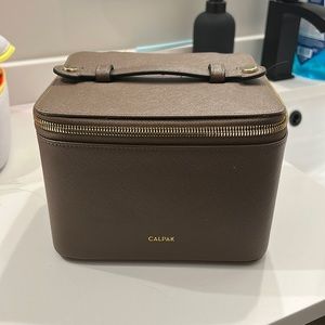 Calpak cosmetic travel case brown/taupe with gold hardware